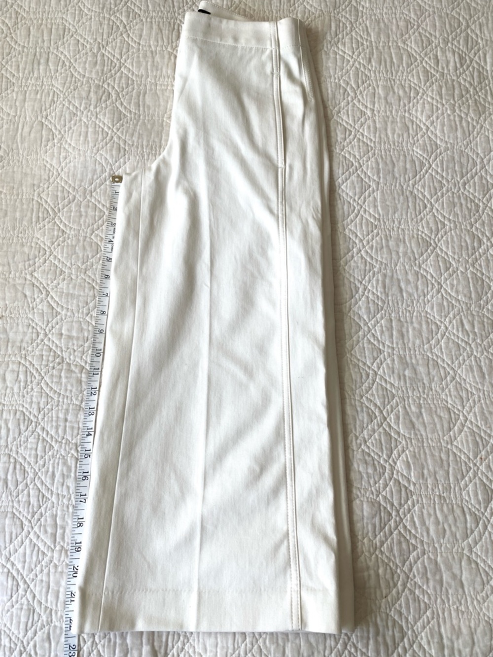 Ann Taylor White Ivory Wide Leg Cropped Cotton Blend Pants Size 2 Petite - Picture 8 of 13